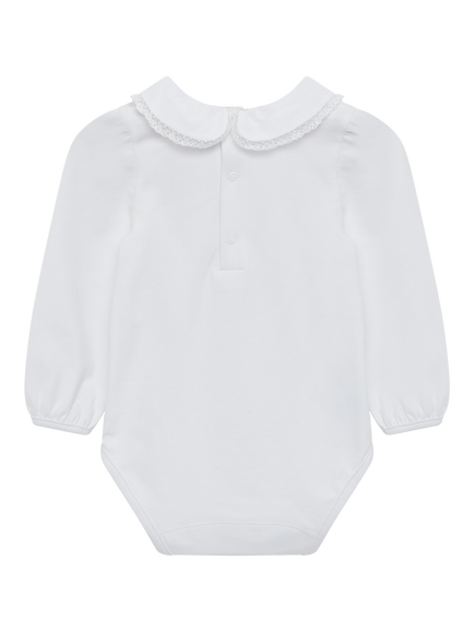 Trotters Baby Evelyn Long Sleeved Bodysuit, White - view 2, White