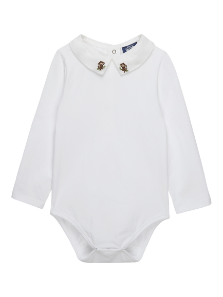 Trotters Baby Monkey Monty Long Sleeve Bodysuit, White, White