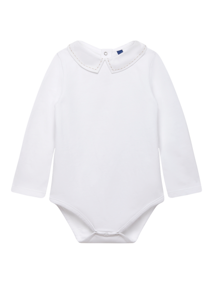 Trotters Baby Monty Cotton Blend Bodysuit, White, White