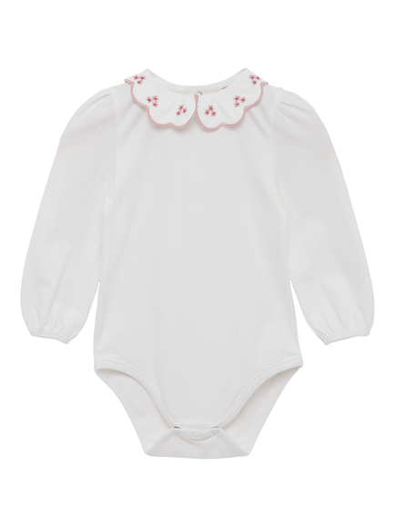 Trotters Baby Petal Floral Long Sleeve Bodysuit, White/Pink, White/Pink