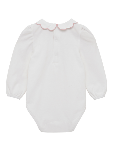 Trotters Baby Petal Floral Long Sleeve Bodysuit, White/Pink - view 2, White/Pink