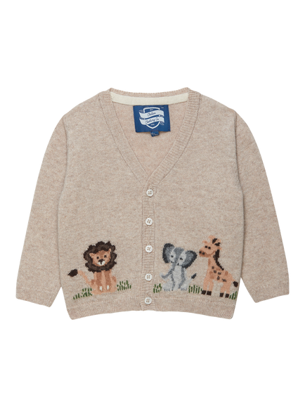 Trotters Baby Augustus Friends Cardigan, Oatmeal, Oatmeal
