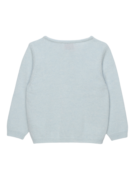 Trotters Baby Wool Blend Velvet Bow Cardigan - view 2, Pale Blue