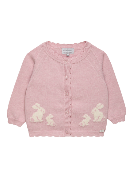 Trotters Baby Pure Cotton Bunny Cardigan, Pale Pink/Cream, Pale Pink/Cream