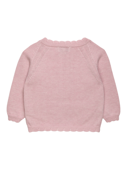 Trotters Baby Pure Cotton Bunny Cardigan, Pale Pink/Cream - view 2, Pale Pink/Cream
