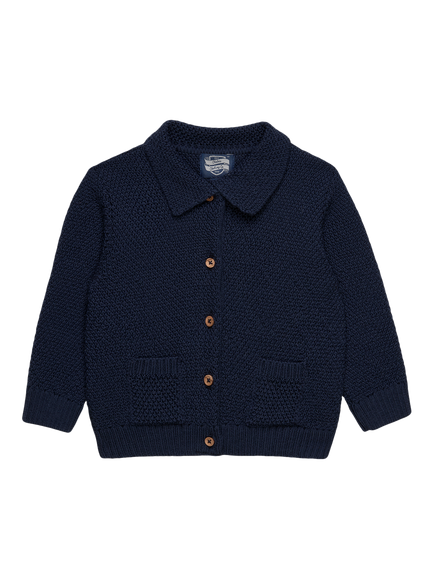Trotters Baby Jamie Pure Wool Cardigan, Navy, Navy