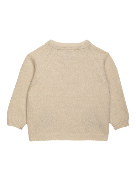 Trotters Baby Wool Blend Monkey Cardigan, Oatmeal - view 2, Oatmeal