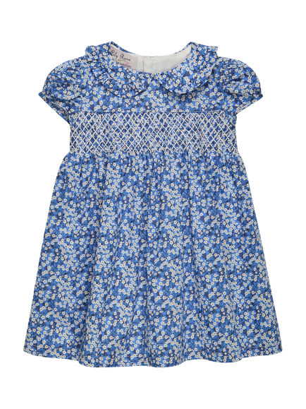 Trotters Baby Liberty Mitsi Valeria Print Short Sleeve Dress, Blue/Multi, Blue/Multi