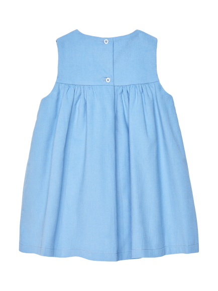Trotters Baby Duck Pinafore Dress, Blue - view 2, Blue