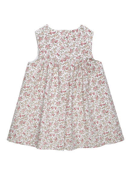 Trotters Baby Ditsy Floral Duck Pinafore Dress, Pink/Multi - view 2, Pink/Multi