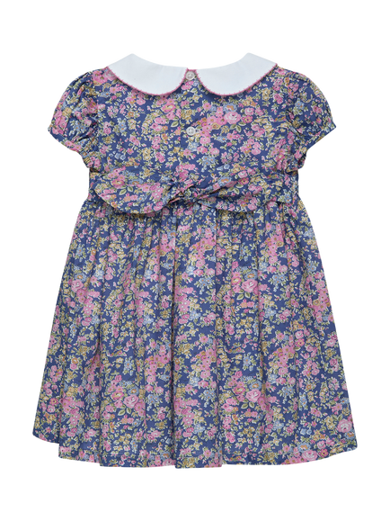 Trotters Baby Liberty Tatum Print Smock Short Sleeve Dress, Blue/Multi - view 2, Blue/Multi