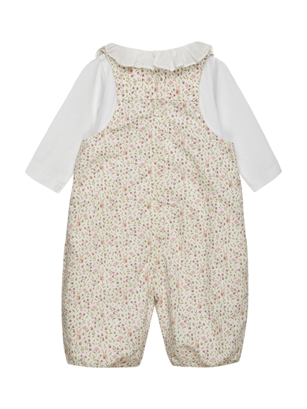 Trotters Baby Bunny Smocked Dungaree Set, Pale Pink/Multi - view 2, Pale Pink/Multi
