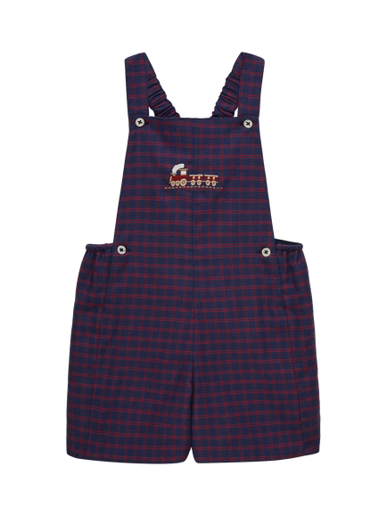 Trotters Baby Alfie Train Dungarees, Navy/Red, Navy/Red