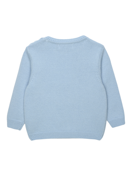 Trotters Baby Knitted Duck Bunny Jumper, Blue - view 2, Blue