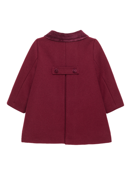 Trotters Kids' Pure Wool Smart Classic Coat, Burgundy - view 2, Burgundy