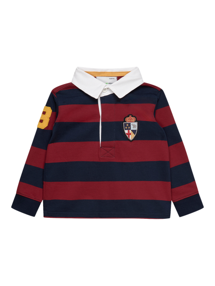Trotters Baby Long Sleeve Stripe Rugby Shirt, Red/Multi, Red/Multi