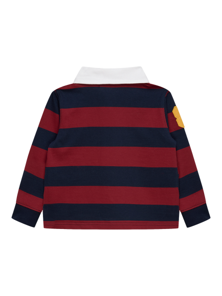 Trotters Baby Long Sleeve Stripe Rugby Shirt, Red/Multi - view 2, Red/Multi