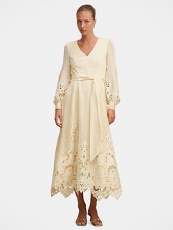 Forever New Ashlee Embroidered Long Sleeve Dress, Soft Yellow, Soft Yellow