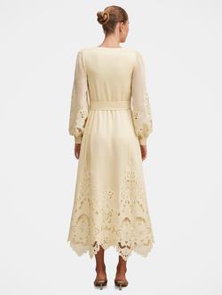 Forever New Ashlee Embroidered Long Sleeve Dress, Soft Yellow - view 2, Soft Yellow