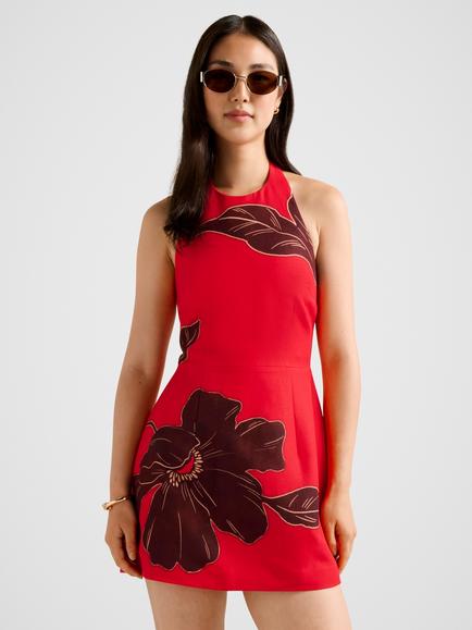 Forever New Corinna Halter Mini Dress, Red, Red Dryden
