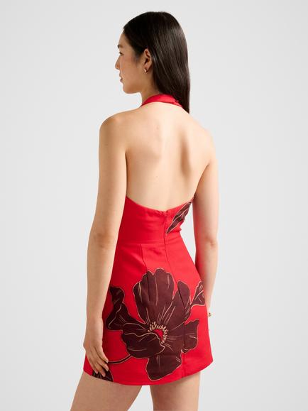 Forever New Corinna Halter Mini Dress, Red - view 2, Red Dryden