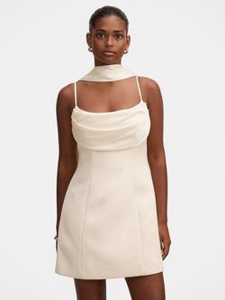 Forever New Darcy Petite Scarf Cowl Neck Mini Dress, Cannoli Cream, Cannoli Cream