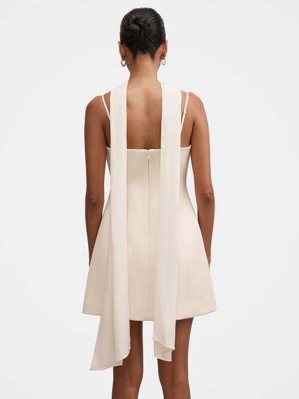 Forever New Darcy Petite Scarf Cowl Neck Mini Dress, Cannoli Cream - view 2, Cannoli Cream