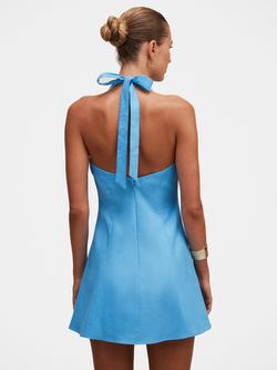 Forever New Ina Button Front Halter Neck Mini Dress, Blue Lemonade - view 2, Blue Lemonade
