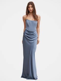 Forever New Isra Drape Strapless Maxi Dress, Dove Blue, Dove Blue
