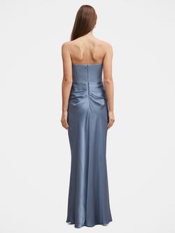 Forever New Isra Drape Strapless Maxi Dress, Dove Blue - view 2, Dove Blue