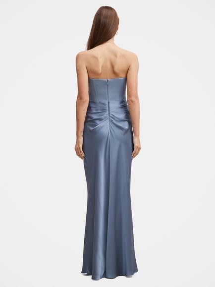 Forever New Isra Drape Strapless Maxi Dress, Dove Blue - view 2, Dove Blue