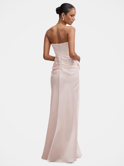 Forever New Petite Isra Drape Strapless Maxi Dress, Barley Pink - view 2, Barely Pink