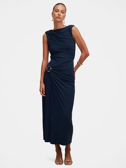 Forever New Kinsley Ruched Sleeveless Jersey Dress, Evening Navy, Evening Navy