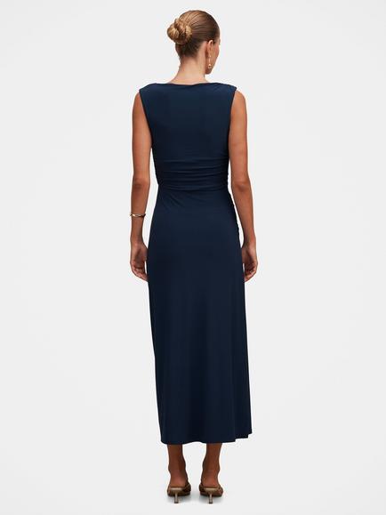 Forever New Kinsley Ruched Sleeveless Jersey Dress, Evening Navy - view 2, Evening Navy