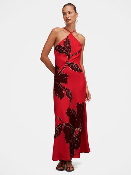 Forever New Nova Floral Arrow Neck Maxi Dress, Red Dryden, Red Dryden