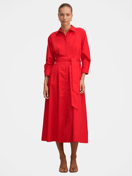 Forever New Sally Cotton Shirt Dress, Red, Red