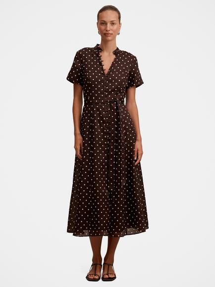 Forever New Therese Polka Dot Midi Dress, Choc Kinsey Spot, Choc Kinsey Spot