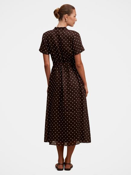 Forever New Therese Polka Dot Midi Dress, Choc Kinsey Spot - view 2, Choc Kinsey Spot