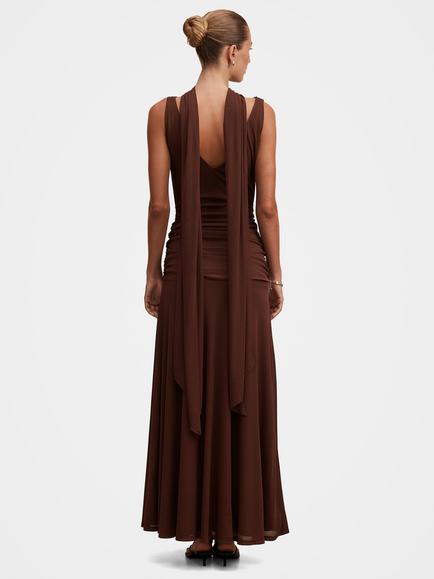 Forever New Vivianne Cowl Neck Maxi Dress, Dark Mahogany - view 2, Dark Mahogany