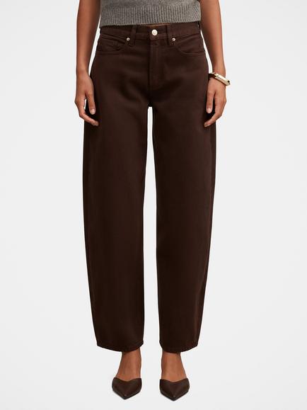 Forever New Emma Mid Rise Barrel Leg Jeans, Chocolate, Chocolate