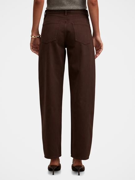 Forever New Emma Mid Rise Barrel Leg Jeans, Chocolate - view 2, Chocolate
