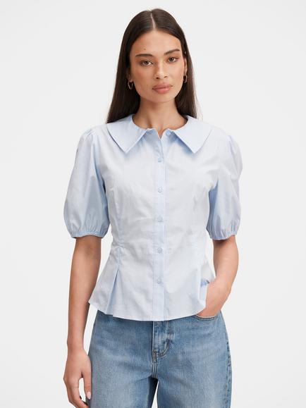 Forever New Gracie Bubble Puff Sleeve Shirt, Soft Blue, Soft Blue