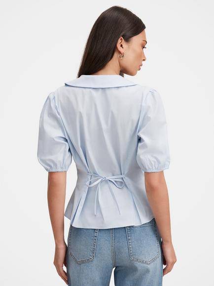 Forever New Gracie Bubble Puff Sleeve Shirt, Soft Blue - view 2, Soft Blue