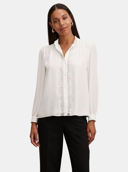 Forever New Poppy Lace Front Blouse, Porcelain, Porcelain