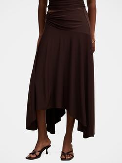 Forever New Ariel Petite A-Line Godet Hem Mini Skirt, Dark Chocolate, Dark Chocolate