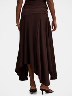 Forever New Ariel Petite A-Line Godet Hem Mini Skirt, Dark Chocolate - view 2, Dark Chocolate