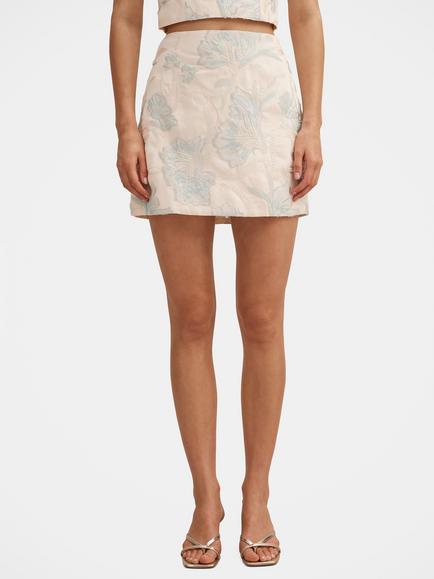 Forever New Calliope Mini Skirt, White, Blue Co-ord