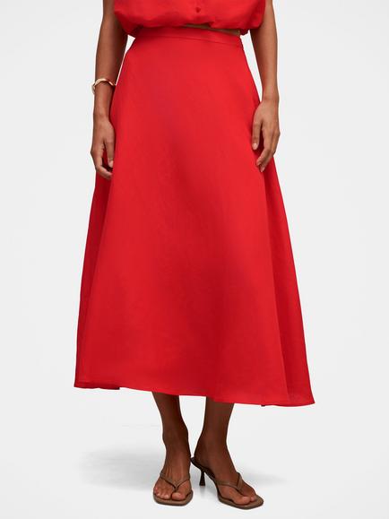 Forever New Neve Linen Blend Circle Skirt, Cherry Tomato Co-ord