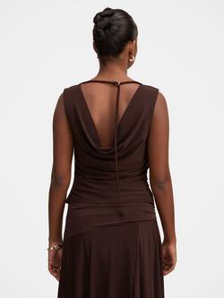 Forever New Ada Petite Drape Cowl Back Top, Dark Chocolate - view 2, Dark Chocolate