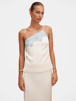 Forever New Adele Lace Trim Camisole, Champagne/Blue, Champagne/Blue